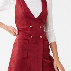 Faux Suede Pinafore Dress